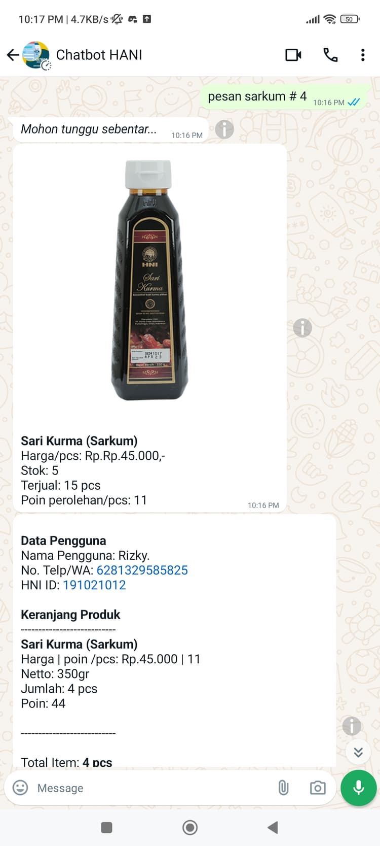 Hani Assistant - Product more added to cart