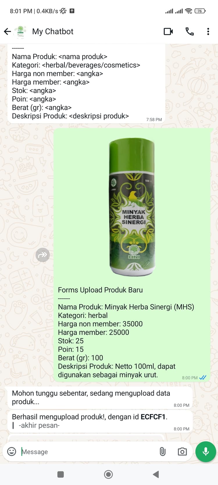 Hani Assistant - Admin upload new product